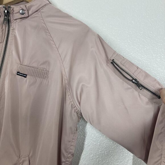 Members Only Jacket Mens Small Pink Iconic Racer Bomber Zip Pocket Polyester - Picture 4 of 16